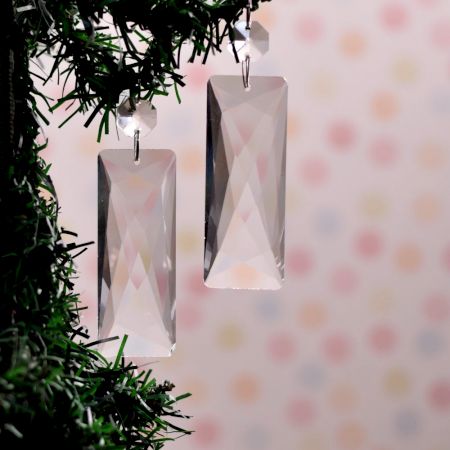 Decorative Crystal Faceted Glass Christmas Ornaments in Set of 20